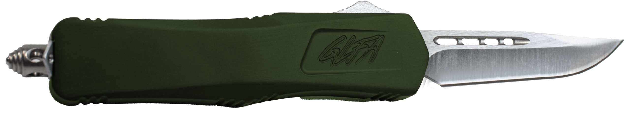 Great Lakes Firearms GLKMDSMTODG GLFA Medium 3.50" OTF Plain Steel Blade OD Green Cerakote Aluminum Handle