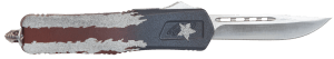 Great Lakes Firearms GLKMDSMTFAMF GLFA Medium 3.50" OTF Plain Steel Blade American Flag Cerakote Aluminum Handle