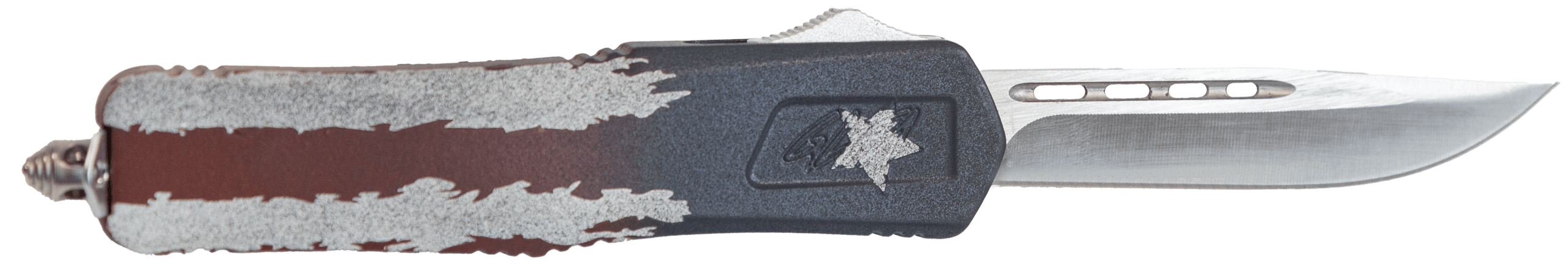 Great Lakes Firearms GLKMDSMTFAMF GLFA Medium 3.50" OTF Plain Steel Blade American Flag Cerakote Aluminum Handle