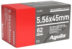 Aguila 1E556110 Target & Range Rifle 5.56x45mm NATO 62gr Full Metal Jacket Boat Tail 50rd Box