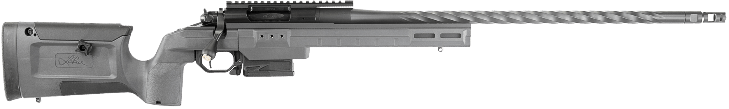 Larue Tactical LTKRGSIETE65PRC24GRY Siete 6.5 PRC 3+1 24" Black Spiral Fluted Threaded Barrel Picatinny Rail Receiver Gray Larue KRG Bravo Synthetic Stock A-PEG Grip