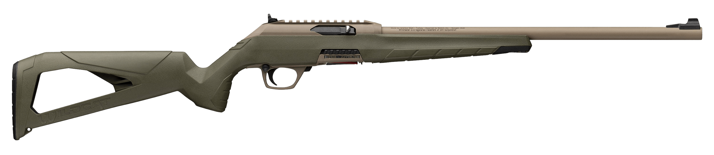 Winchester Repeating Arms 521158102 Wildcat SR 22 LR 10+1 16.50" Flat Dark Earth Button Rifled Barrel Flat Dark Earth Picatinny Rail Polymer Receiver Adj Cheek Piece & LOP OD Green Synthetic Stock