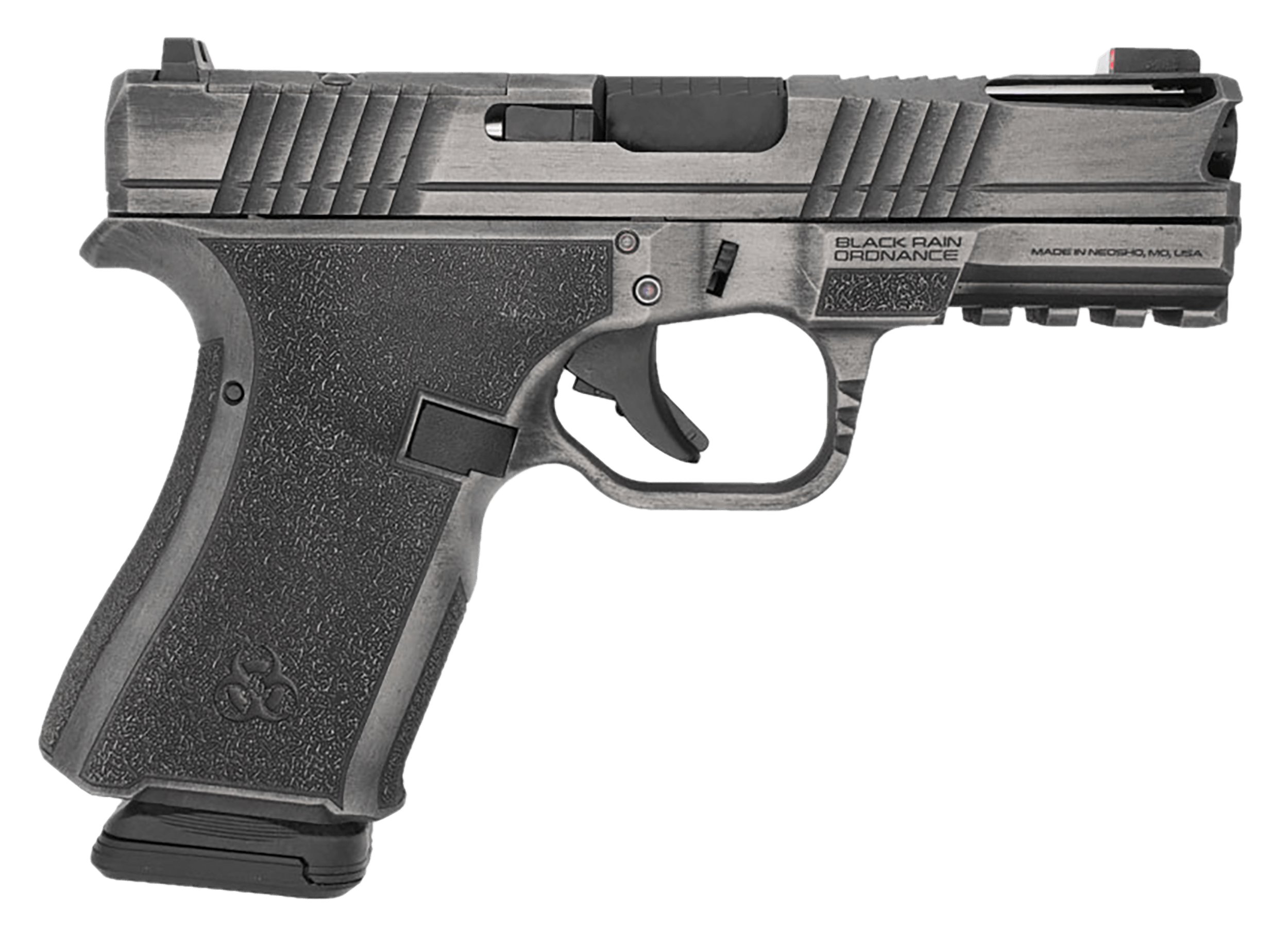 Black Rain Ordnance FLP9MMGMGB Frontline+ Compact Frame 9mm Luger 15+1 4" Black Nitride Ported Steel Barrel Gun Metal Gray Cerakote Optic Ready/Ported/Serrated Stainless Steel Slide & Polymer Frame w/Picatinny Rail Black Polymer Grip