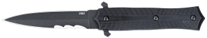 CRKT 2263 Xolotl  4.53" Fixed Spear Point Part Serrated Black Powder Coated SK-5 Steel Blade  Black G10 Handle