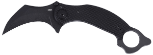 CRKT 2635 DU Hoc Deadbolt 3.62" Fixed Karambit Plain Black Powder Coated D2 Steel Blade Black G10 Handle