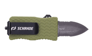 Schrade 1159306 Uproar Tactical Mini 1.90" Serrated Dagger Satin D2 Steel Blade OD Green Aluminum Handle