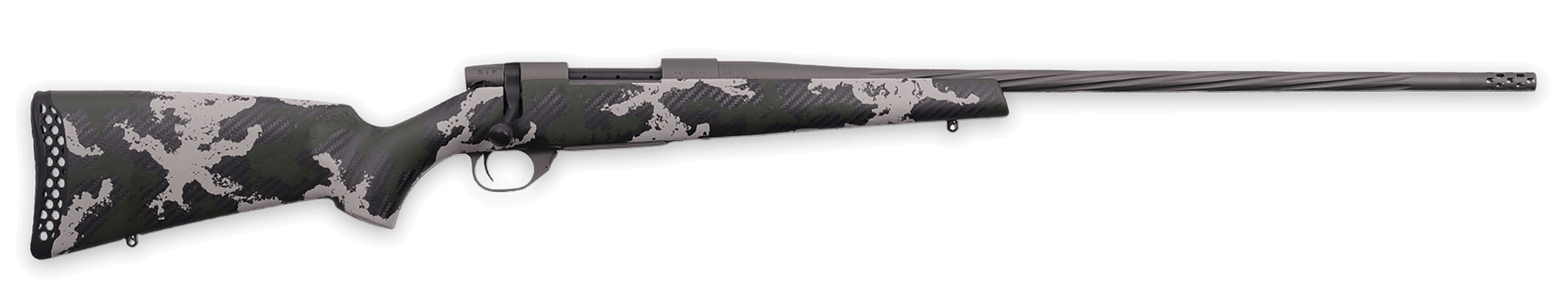Weatherby VTE653WR8B Vanguard Talon 6.5-300 Wthby Mag 3+1 26" Tungsten Cerakote Fluted Threaded Barrel Tungsten Cerakote Drilled & Tapped Steel Receiver Fixed Peak 44 Blacktooth Black w/Green & White Accents Polymer Stock