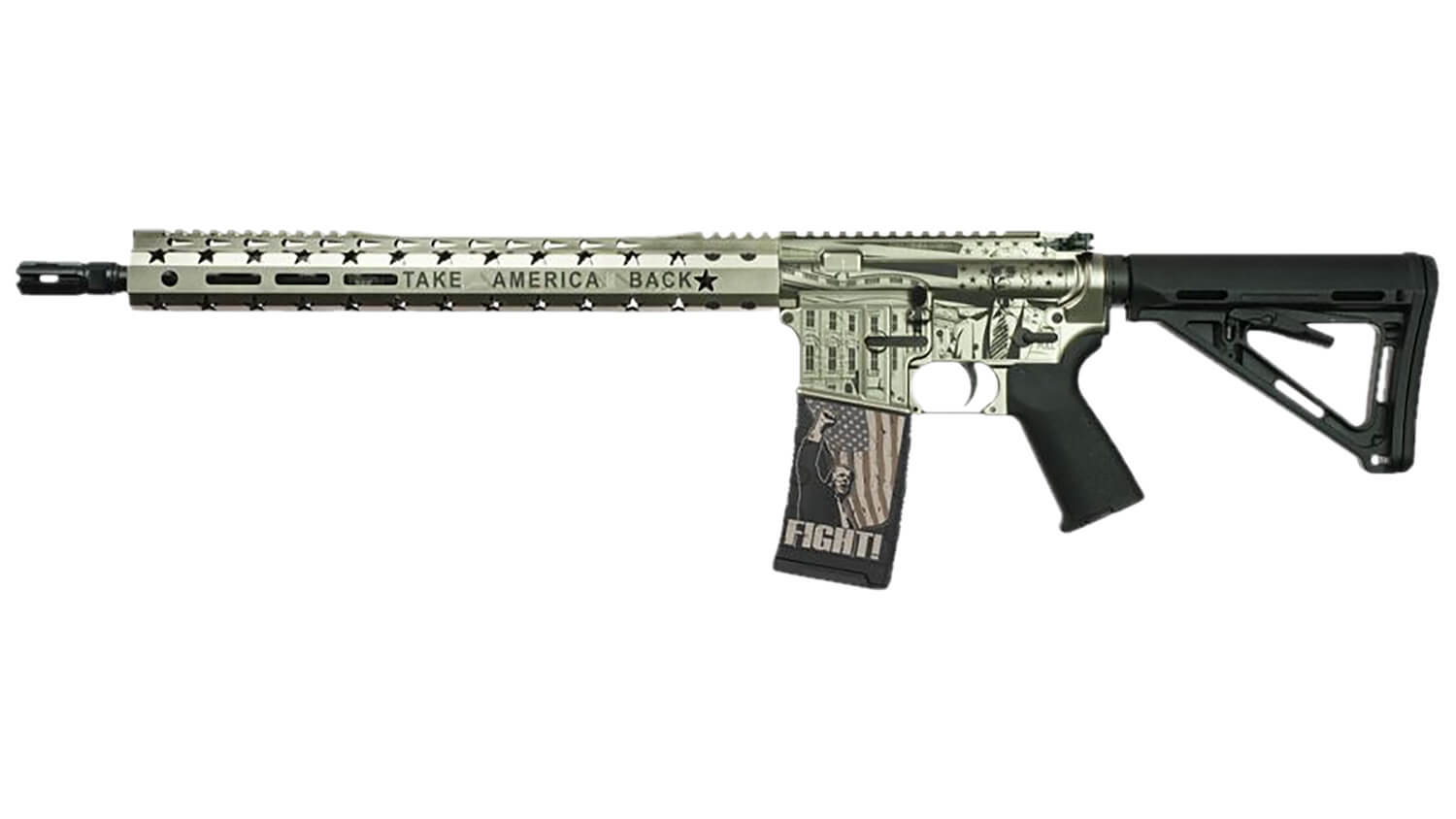 Black Rain Ordnance 24111203S Trump FX Custom Limited Edition 5.56 NATO 30+1 Black Nitride Steel Barrel Silver FX Aluminum Receiver "Make America Great Again" Etched 15" Slim M-LOK Handguard Magpul Black Polymer Stock & Grip - Image 2