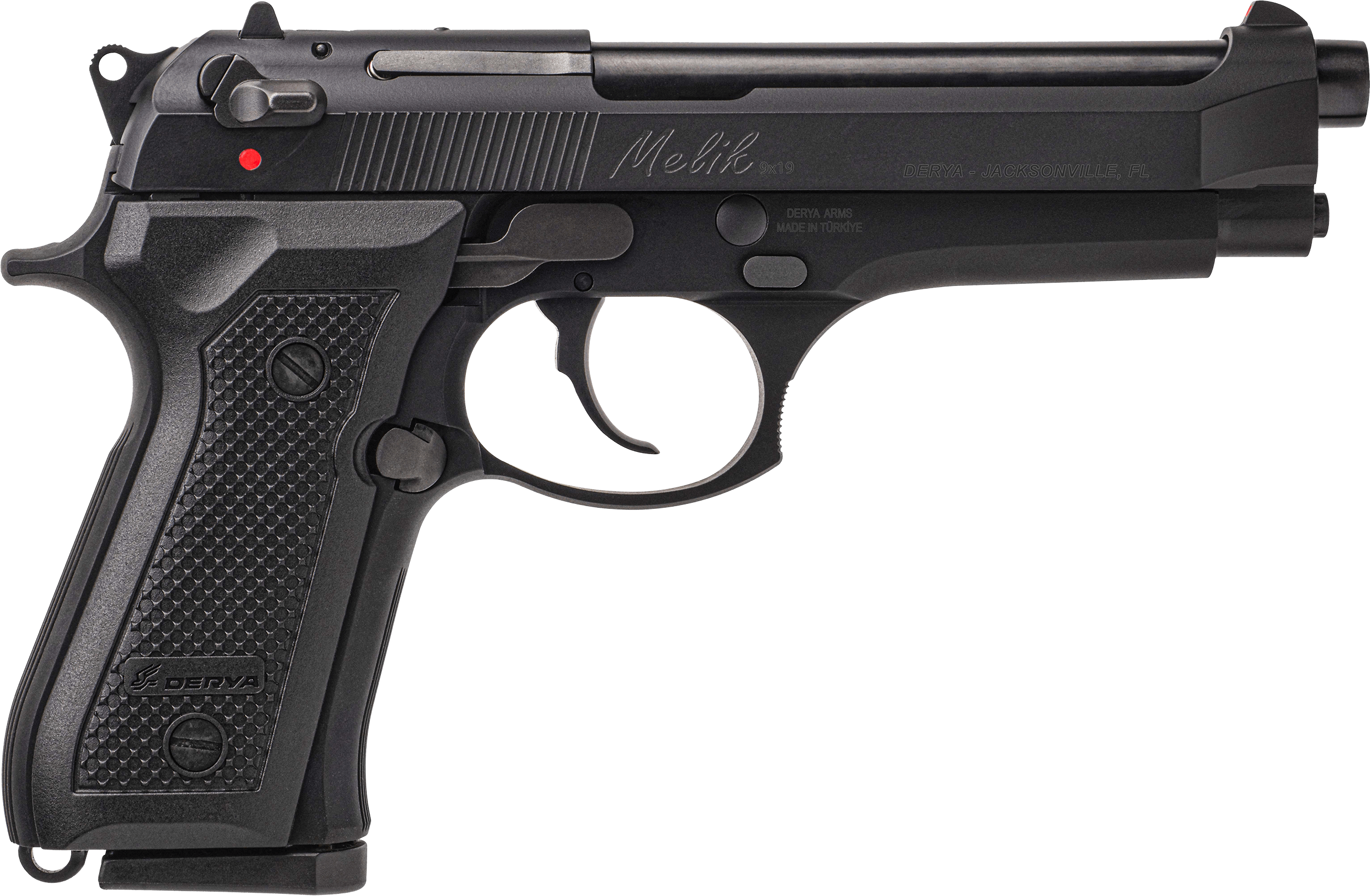 Derya Firearms MELIK9TR Melik 9mm Luger 17+1 4.90" Black Melonite Steel Barrel Black Melonite Serrated Steel Slide Black Aluminum Frame Black Polymer Grip