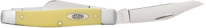 Case 00203 Yellow Synthetic Stockman Folding Clip Point/Spey Plain Tumble Polish Carbon Steel Blade/Smooth Yellow Synthetic Handle