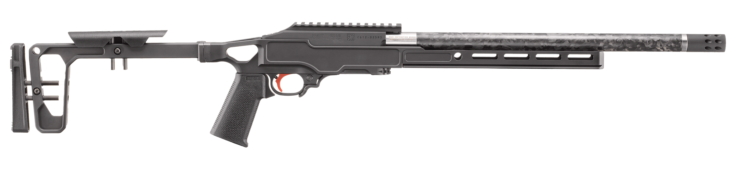Ruger 31230 10/22 Competition 22 LR 10+1 16.10" Clear Satin Finish Stainless Steel w/Tensioned Carbon Fiber Sleeve Threaded Barrel Black Anodized Aluminum Receiver w/Picatinny Rail Gray Birch Chassis w/10" Forend w/Compatible M-LOK Arca-Swiss Left Hand