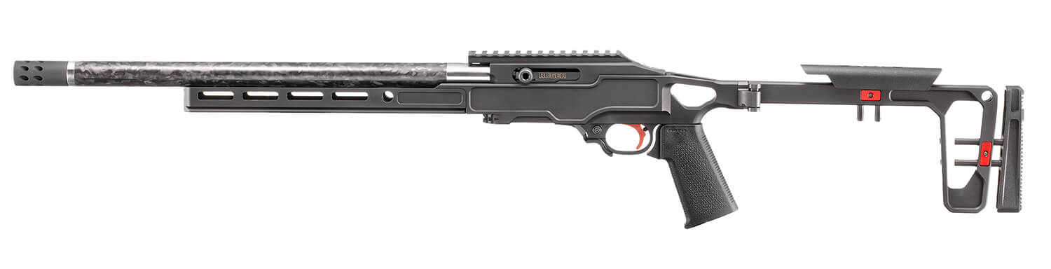 Ruger 31230 10/22 Competition 22 LR 10+1 16.10" Clear Satin Finish Stainless Steel w/Tensioned Carbon Fiber Sleeve Threaded Barrel Black Anodized Aluminum Receiver w/Picatinny Rail Gray Birch Chassis w/10" Forend w/Compatible M-LOK Arca-Swiss Left Hand - Image 2