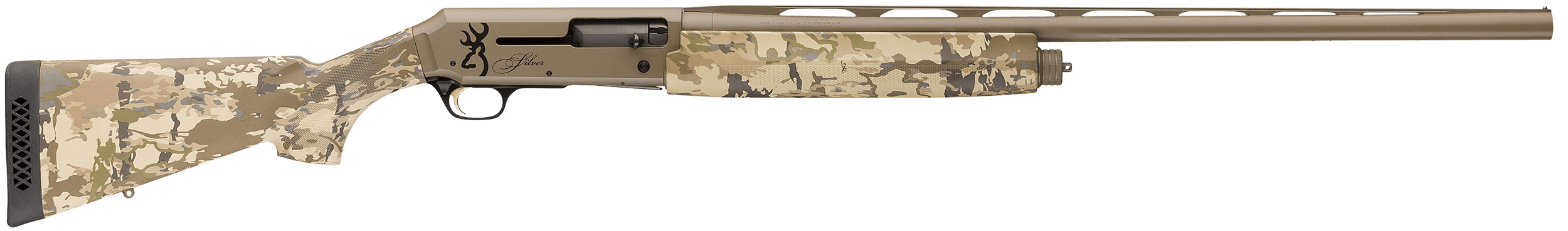 Browning 011440204 Silver Field 12 Gauge Semi-Auto 3.50" 4- 2.75" Shells 28" Flat Dark Earth Cerakote Vent Rib Barrel Flat Dark Earth Cerakote Semi-Humpback Aluminum Receiver Fixed AURIC Camo Textured Composite Stock