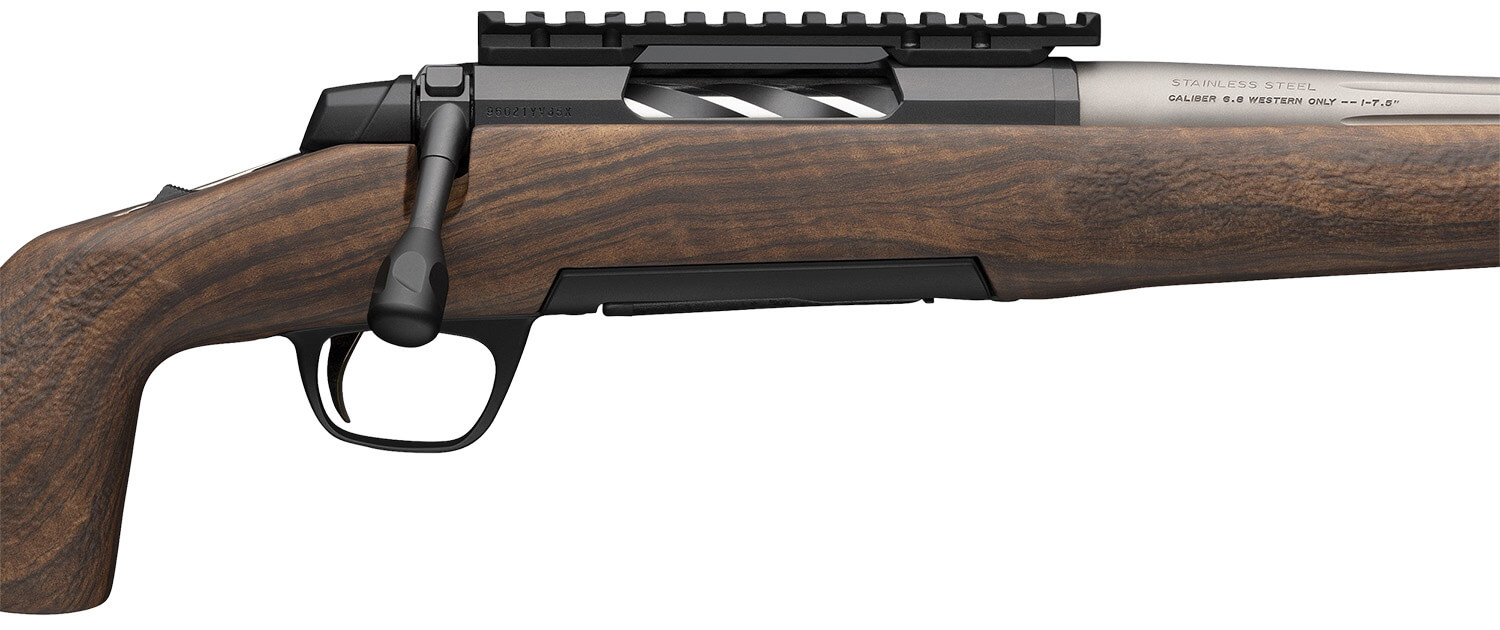 Browning 036077298 X-Bolt 2 Long Range 7mm PRC 3+1 26" Matte Gray Fluted Threaded Sporter Barrel Matte Blued Picatinny Rail Stainless Steel Receiver McMillan Game Scout Wood Finish Composite Stock - Image 3