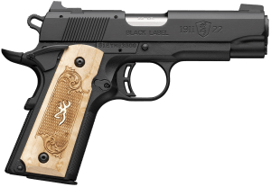 Browning 051068490 1911-22 Black Label Medallion Compact Frame 22 LR 10+1 3.63" Stainless Steel Barrel  Matte Black Serrated Slide  Matte Black Aluminum Frame w/Beavertail  Maple Medallion Grip