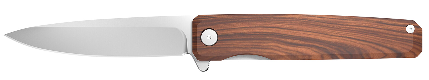 Outdoor Edge PL1C Peleus 3.10" Folding Modified Clip Point Plain Satin 8Cr13MoV SS Blade Red Rosewood G10 Handle - Image 2