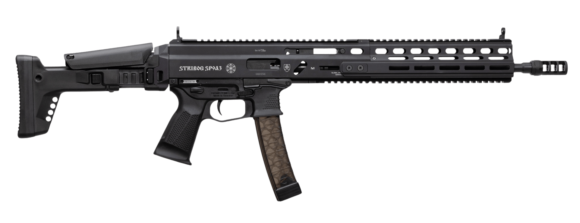 Global Ordnance LLC 810091158005 Grand Power Stribog SP9A3 9mm Luger 30+1 16" Black Barrel Picatinny Rail Receiver & Grip