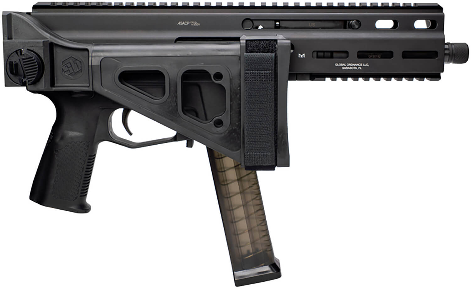 Global Ordnance LLC 197892004824 Grand Power Stribog SP45A3 45 ACP 8" Black SB Tactical Brace - Image 3
