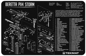 TekMat TEKR17BERPX4 Beretta Px4 Storm Cleaning Mat Black/White Rubber 11"x17" Beretta PX4 Storm Diagram
