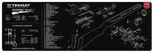 TekMat TEKR361022 Ruger 10/22 Cleaning Mat Black/White Rubber 12"x36" Ruger 10-22 Parts Diagram