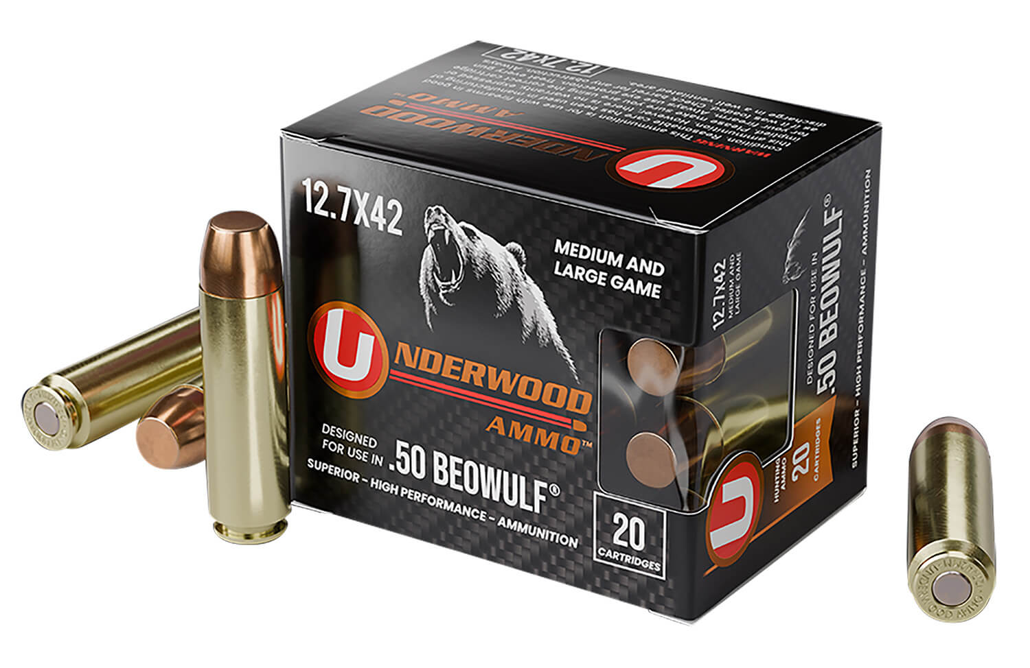 Underwood Ammo 557Underwood Ammo 557 50Beowulf 350gr Full Metal Jacket Flat Nose 20 Per Box/10 Case Underwood Ammo 557Underwood Ammo 557 50Beowulf 350gr Full Metal Jacket Flat Nose 20 Per Box/10 Case