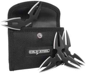 Cold Steel CSTH15STR3PK Throwing Stars Three 1.50" Black Oxide 420 Stainless Steel Blades Includes Sheath