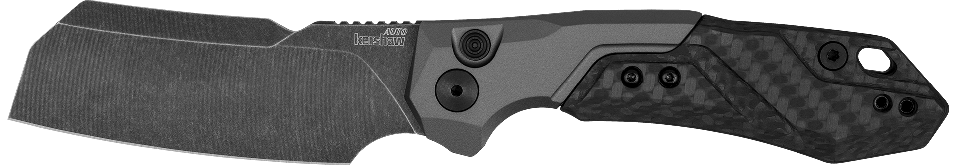 Kershaw 7850 Launch 14 Automatic 3.38" Cleaver Plain Black Oxide Blackwash CPM 154 SS Blade Black Anodized Aluminum/Carbon Fiber Handle
