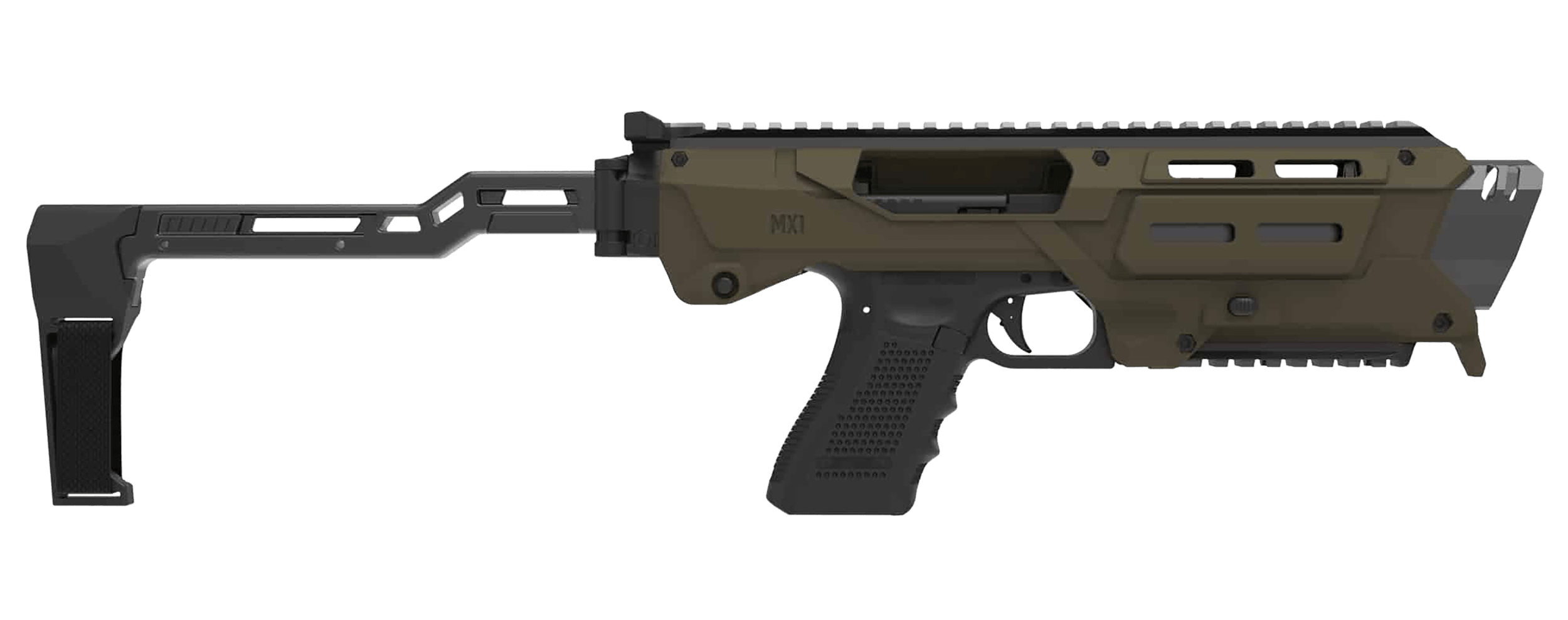 Meta Tactical Llc MX1-PS-GR MX-1 Conversion Kit Compatible w/Glock OD Green Aluminum Frame w/M-LOK & Picatinny Rail Black Polymer Folding Stabilizer