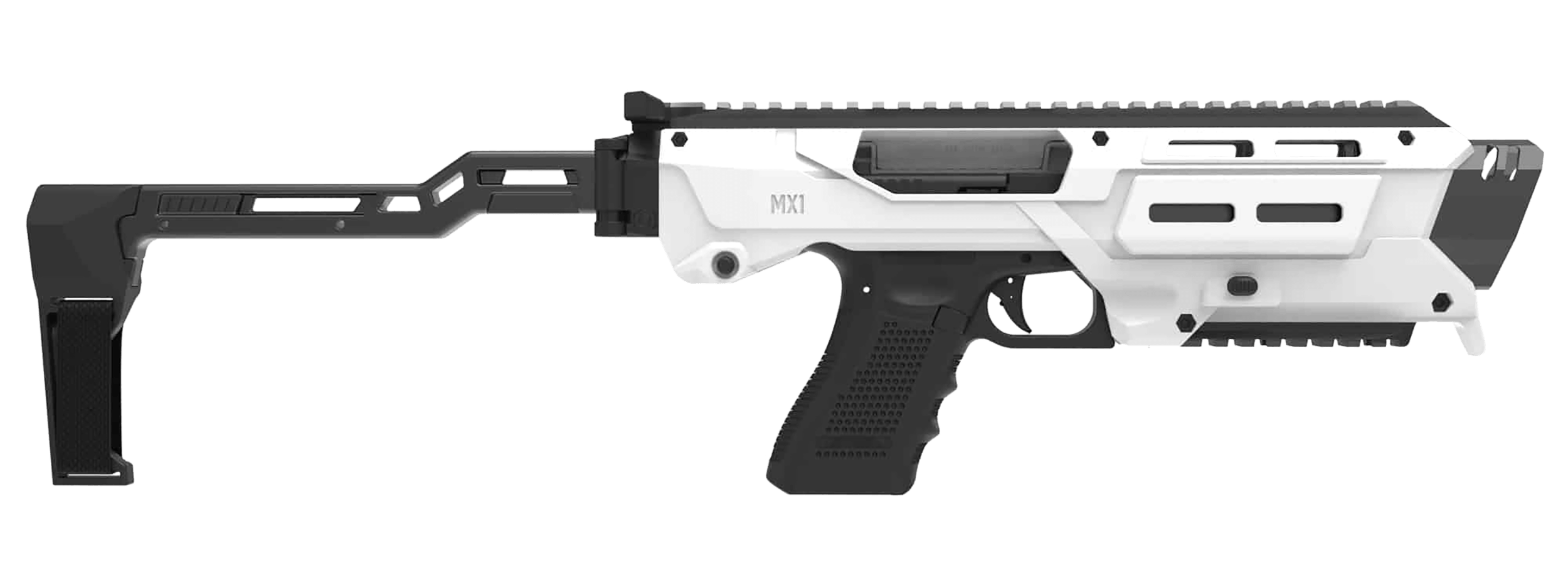 Meta Tactical Llc MX1-PS-WT MX-1 Conversion Kit Compatible w/Glock White Aluminum Frame w/M-LOK & Picatinny Rail Black Polymer Folding Stabilizer