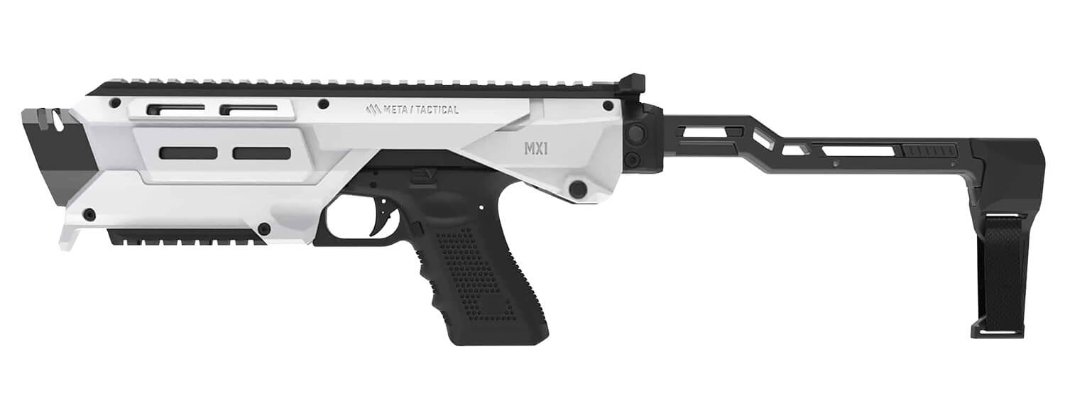 Meta Tactical Llc MX1-PS-WT MX-1 Conversion Kit Compatible w/Glock White Aluminum Frame w/M-LOK & Picatinny Rail Black Polymer Folding Stabilizer - Image 2