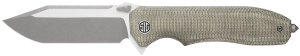 Eikonic Knife Company VA9GT Validus 3.78" Folding Modified Tanto Plain Dark Acid Stonewash/Satin M390 Steel Blade 4.76" Green Canvas Micarta Handle
