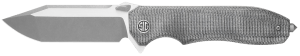 Eikonic Knife Company VA9SBT Validus 3.78" Folding Modified Tanto Plain Dark Acid Stonewash/Satin M390 Steel Blade 4.76" Salt & Pepper Canvas Micarta Handle