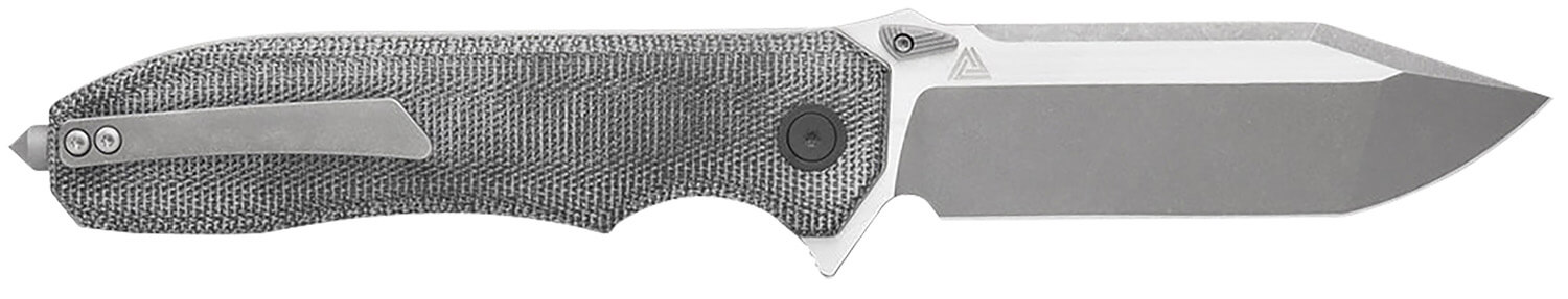 Eikonic Knife Company VA9SBT Validus 3.78" Folding Modified Tanto Plain Dark Acid Stonewash/Satin M390 Steel Blade 4.76" Salt & Pepper Canvas Micarta Handle - Image 2
