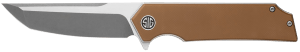 Eikonic Knife Company TS8SBRN Tsuru 3.30" Folding Tanto Plain Satin 154CM SS Blade 4.20" Coyote Brown G10 Handle