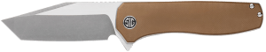 Eikonic Knife Company XI SBRN Xiphos 3.40" Folding Modified Tanto Plain Dark Acid Stonewash/Satin Nitro-V Blade 4.20" Coyote Brown G10 Handle
