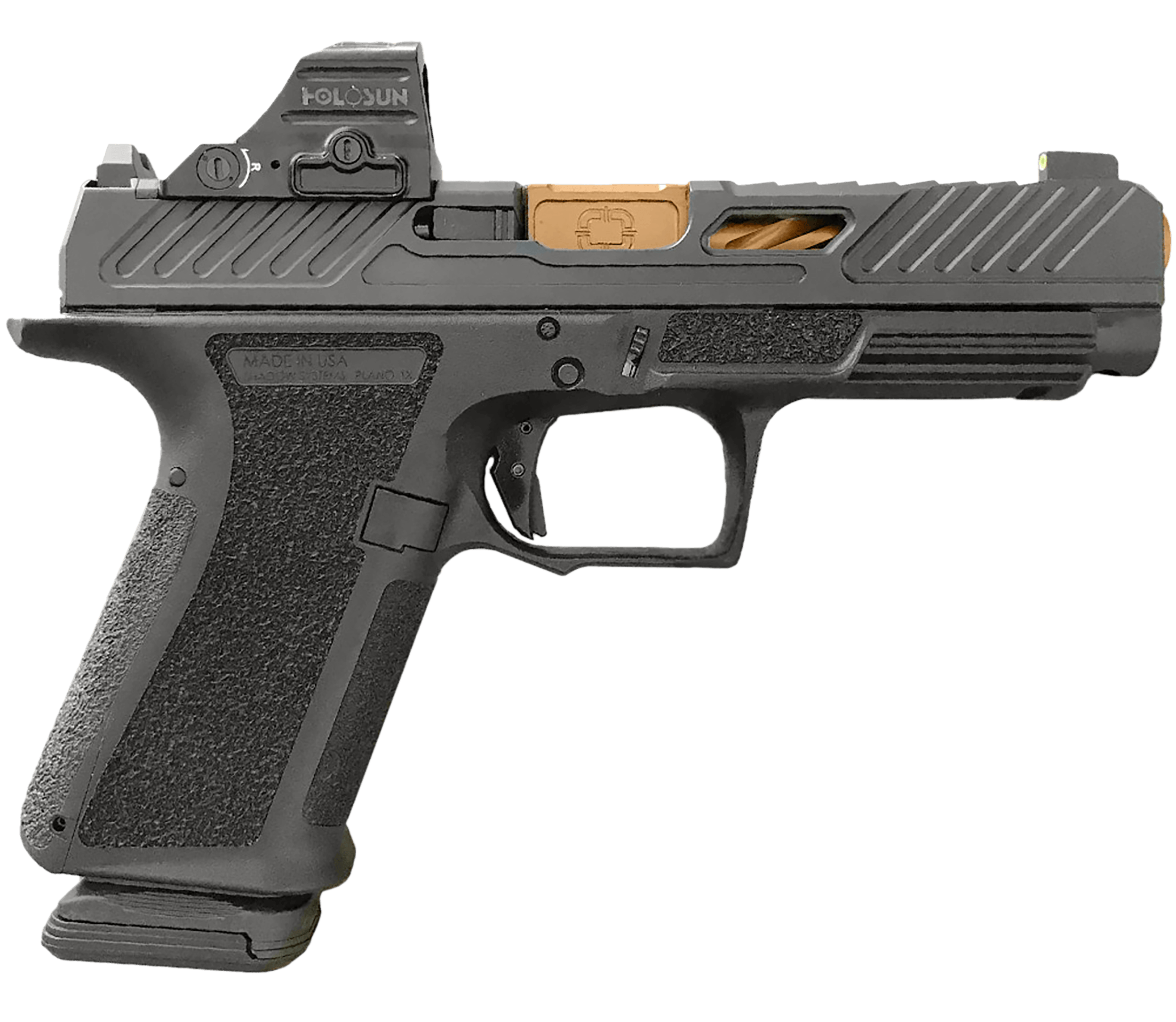 Shadow Systems SS-1011-H MR920 Elite w/Optic 9mm Luger 15+1 4.50" Bronze TICN Match Grade Spiral Barrel Black Cerakote Optic Cut/Serrated/Window Cut Steel Slide Black Polymer Frame w/Beavertail & Picatinny Rail Holosun 507C Red Dot