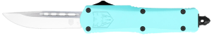CobraTec Knives STBFS3DNS FS-3 Small 2.75" OTF Drop Point Plain D2 Steel Blade 4.25" Mint Blue Aluminum Alloy Handle