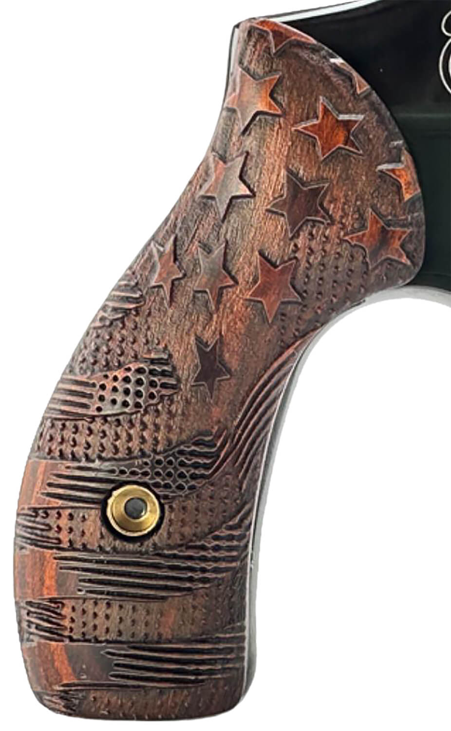Heritage Mfg HR38B2-US1 Roscoe Small Frame 38 Special +P 5 Shot 2" Black Polished Alloy Steel Barrel Cylinder & Frame Custom Designed Wood Grip w/Stars & Stripes Transfer Bar Safety Exposed Hammer - Image 2