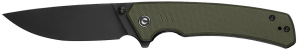 Civivi Knives C24012-2 Merit 3.28" Folding Drop Point Plain Black Stonewashed 14C28N Steel Blade OD Green Textured G10 Handle