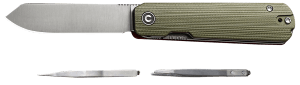 Civivi Knives C21004B-1 Sendy 2.83" Folding Spey Point Plain Satin Nitro-V Steel Blade. Green Textured G10 Handle