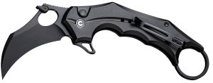 Civivi Knives C16016B-1 Incisor II 2.02" Folding Karambit Plain Black Nitro-V Steel Blade Black w/Finger Ring Aluminum Handle