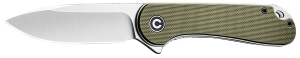 Civivi Knives C907E Elementum 2.96" Folding Plain Satin D2 Steel Blade 4.03" Green Textured G10 Handle