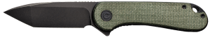 Civivi Knives C907T-E Elementum 2.96" Folding Tanto Plain Black Stonewashed D2 Steel Blade 4.03" Green Textured Micarta Handle