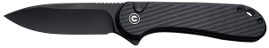 Civivi Knives C18062P-1 Elementum II EDC 2.96" Folding Drop Point Plain Black Stonewashed Nitro-V Steel Blade Black Textured G10 Handle