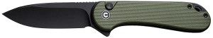 Civivi Knives C18062P-3 Elementum II EDC 2.96" Folding Drop Point Plain Black Stonewashed Nitro-V Steel Blade OD Green Textured G10 Handle