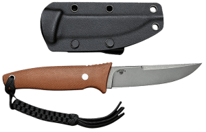 Civivi Knives C19046-5 Tamashii 4.07" Fixed Straight Back Plain Gray Stonewashed D2 Steel Blade 4.73" Brown Textured Canvas Micarta Handle