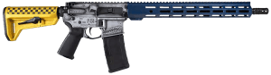 Shark Coast Tactical 300-240-1000-63 P-51 Mustang 5.56 NATO 30+1 16" Nitride Threaded Barrel Gray/Blue Distressed Cerakote w/Fighter Plane Engraving Picatinny Rail Aluminum Receiver M-LOK Handguard Magpul SL-K Black Polymer Stock Black Polymer Grip