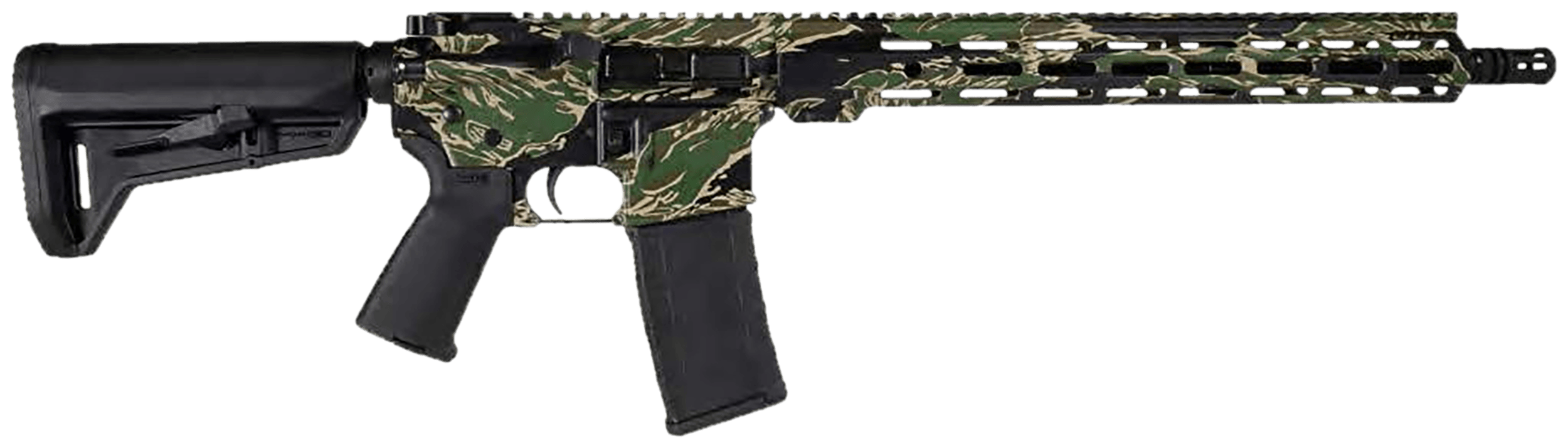 Shark Coast Tactical SCT00658TSH Tiger Stripe 5.56 NATO 30+1 16" Black Nitride Threaded Barrel Hydro-Dipped Tiger Stripe Camo Picatinny Rail Aluminum Receiver M-LOK Handguard Magpul SL-K Black Polymer Stock Black Polymer Grip Right Hand