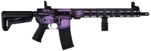 Shark Coast Tactical 300-132-1000-25 Valkyrie Deluxe  5.56 NATO 30+1 16" Nitride Threaded Barrel  Distressed Purple Cerakote w/Norse Engraving Picatinny Rail Aluminum Receiver  M-LOK Handguard  Magpul SL-K Black Polymer Stock  Vertical Foregrip Grip