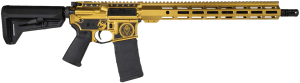 Shark Coast Tactical DGEAR100580 D.O.G.E. 556 Nato 30+1 16" Black Nitride Threaded Barrel Gold Cerakote w/D.O.G.E. Engraving Picatinny Rail Aluminum Receiver M-LOK Handguard Magpul SL-K Black Polymer Stock Black Polymer Grip Right Hand